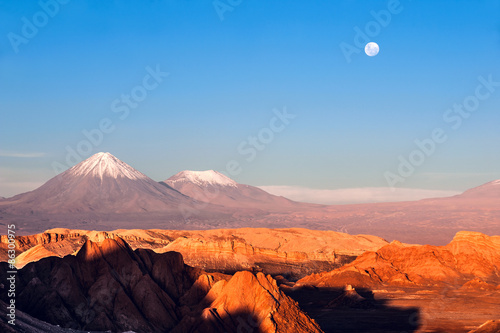 Volcanoes Licancabur and Juriques, Moon Valley, Atacama, Chile photo