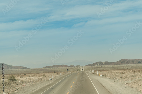 Road in the countryside with desert moutain view