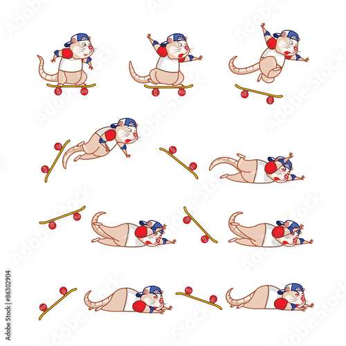 Skate Board Rat Falling Sprite