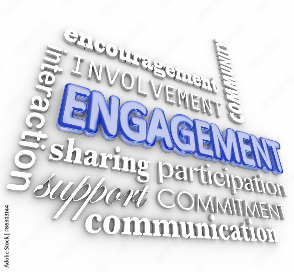 Engagement 3d Word Collage Interaction Participation Involvement Engagement 3d Word Collage Interaction Participation Involvement