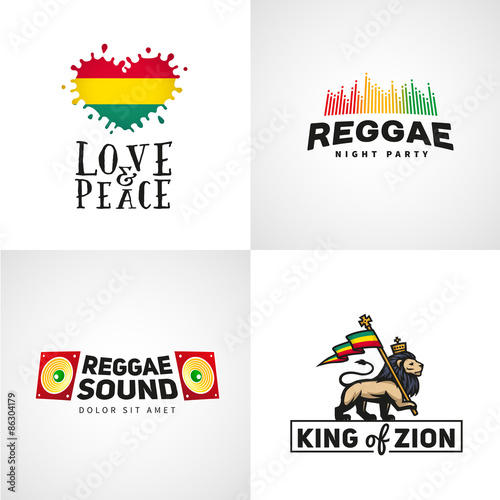 Set of reggae music vector design. Love and peace concept. Judah