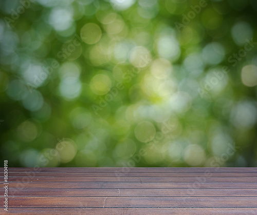 Brown wood floor and bokeh background with clipping path