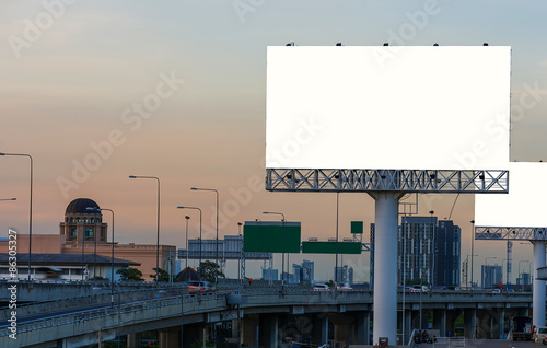 Blank billboard at twilight time for advertisement.