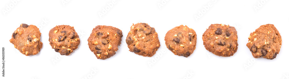 Homemade chocolate chip cookies over white background Homemade chocolate chip cookies over white background