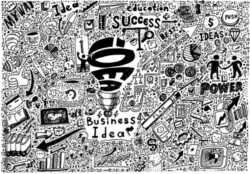Business Idea high detailed doodles icons sketch