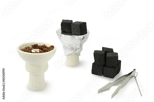 Hookah accessories isolated on white background