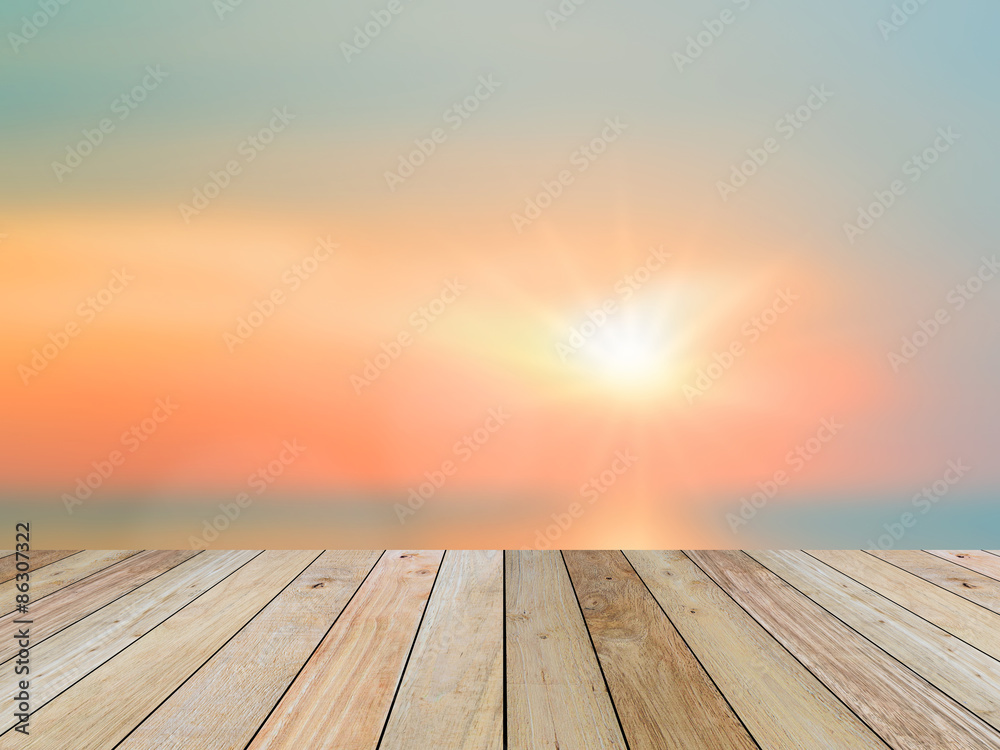 Wooden paving and Blurred nature background. Wooden paving and Blurred nature background.
