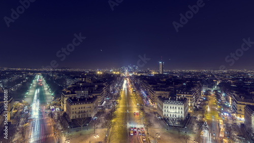 Time Lapse the 'Avenue de la Grande Armee' in Paris, France photo