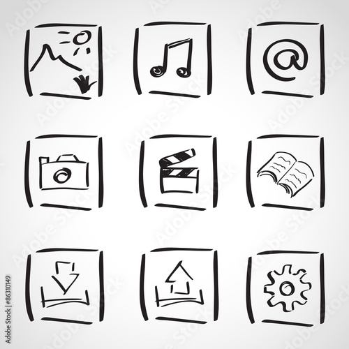 Ink style  sketch set - computer icons