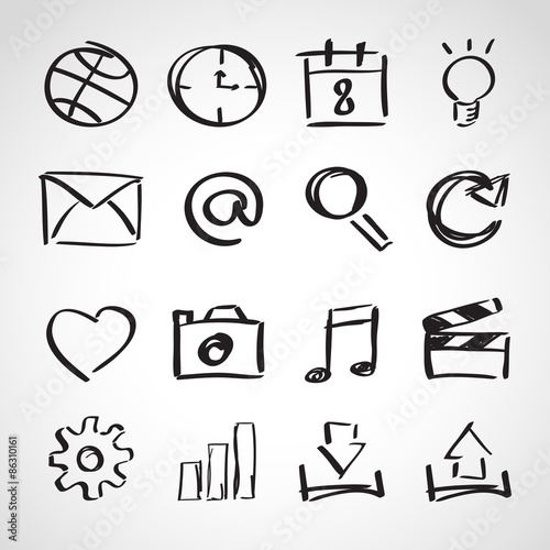 Ink style sketch set - web icons