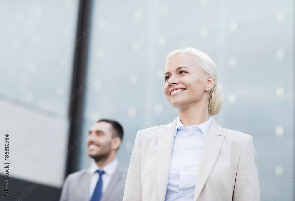 close up of smiling businessmen close up of smiling businessmen