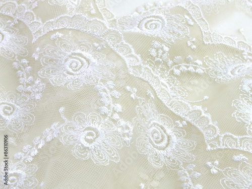 texture sack sacking fabric and white lace background