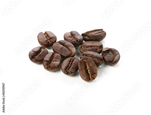 coffee beans espresso isolated on white background macro