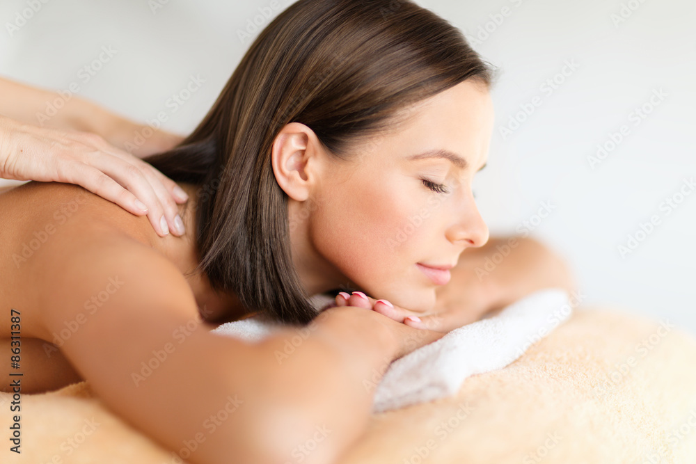 beautiful woman in spa salon getting massage beautiful woman in spa salon getting massage