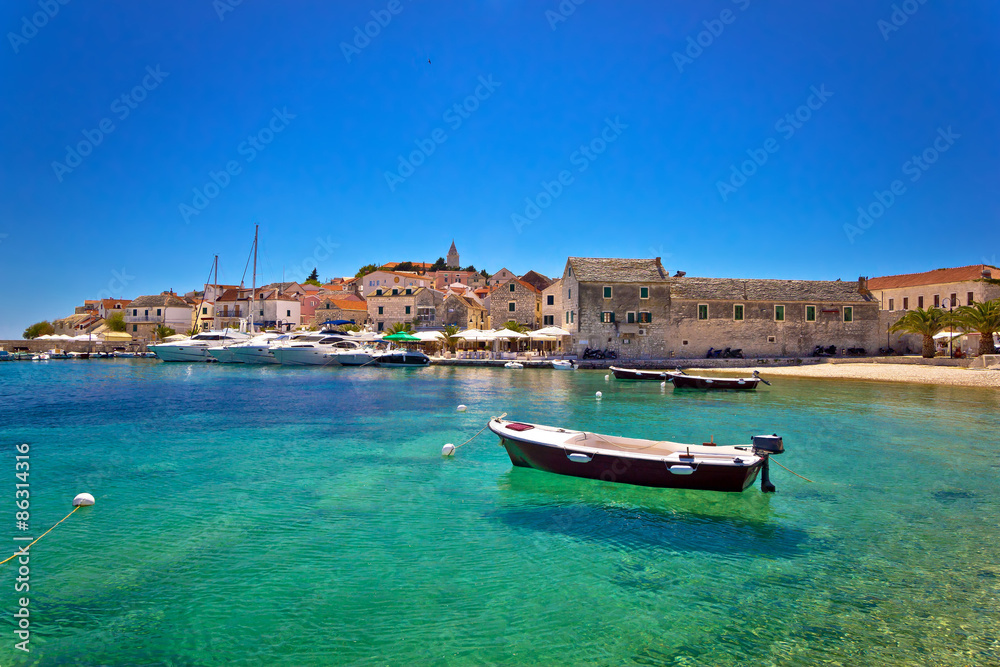 Town of Primosten turquoise waterfront view