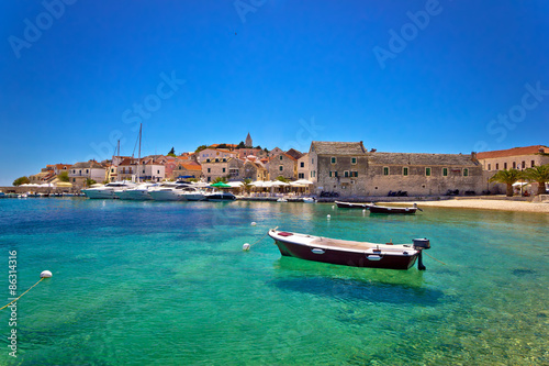 Town of Primosten turquoise waterfront view