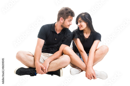 Boyfriend and girlfriend inlove on white background