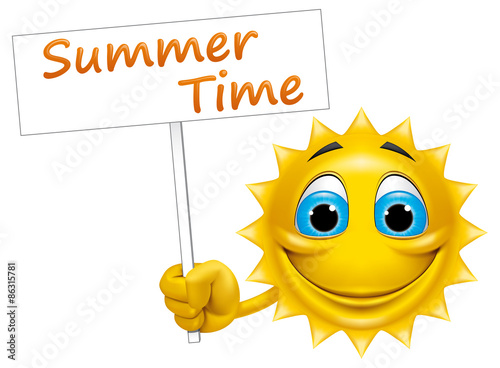 Sun character holding a placard