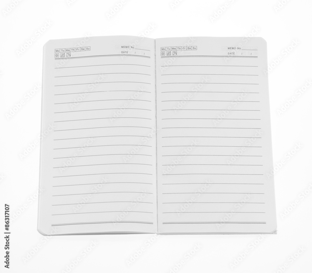 Notebook isolated on white background Notebook isolated on white background