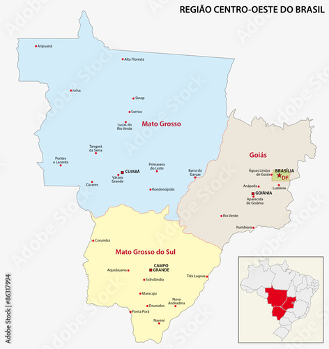 brazil central-west region map