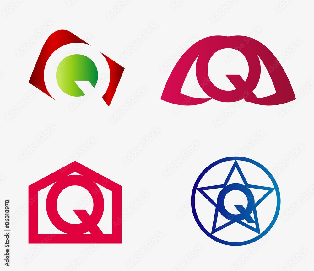 Fototapeta premium Letter Q logo icon design template elements set 