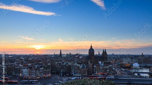 Beautiful Full HD timelapse at sunset of the skyline of Amsterdam, the Netherlands