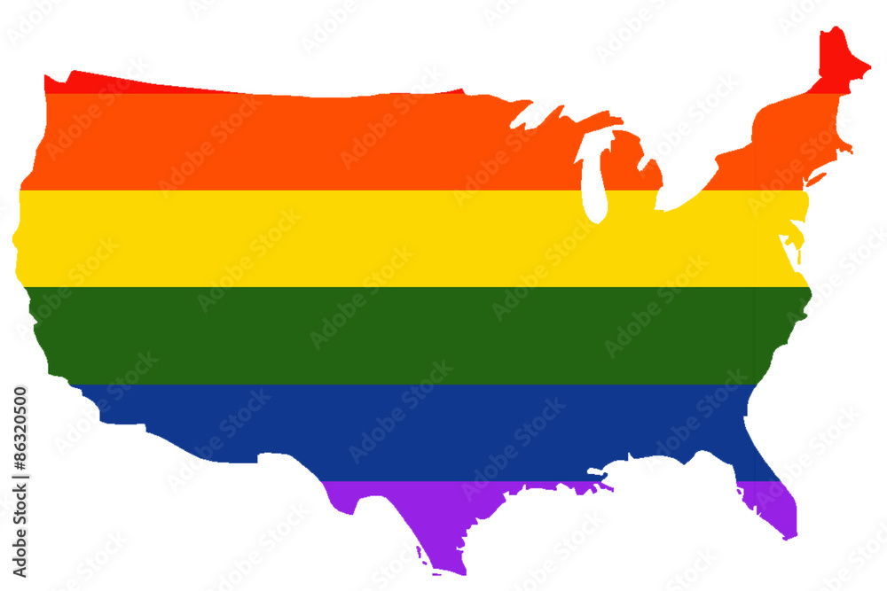 Fototapeta premium LGBT flag on outline map