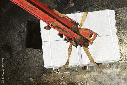 Wallpaper Mural pallets of tiles to repair the sidewalks Torontodigital.ca