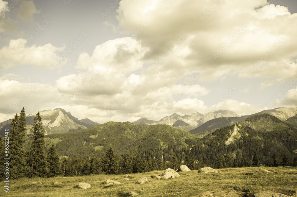 Fototapeta premium Vintage mountains landscape