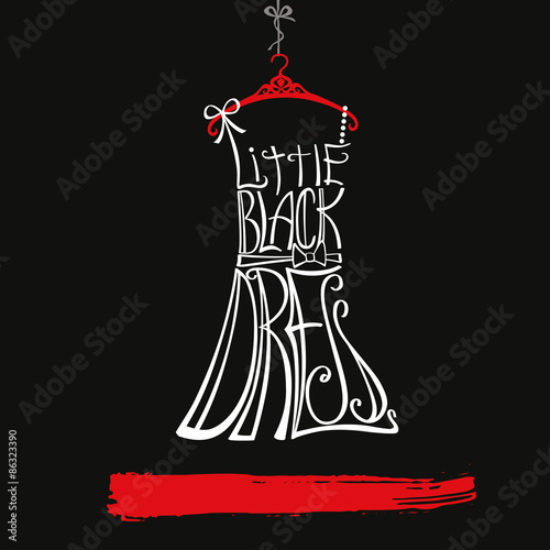 Woman dress Silhouette.Little black dress.White,red