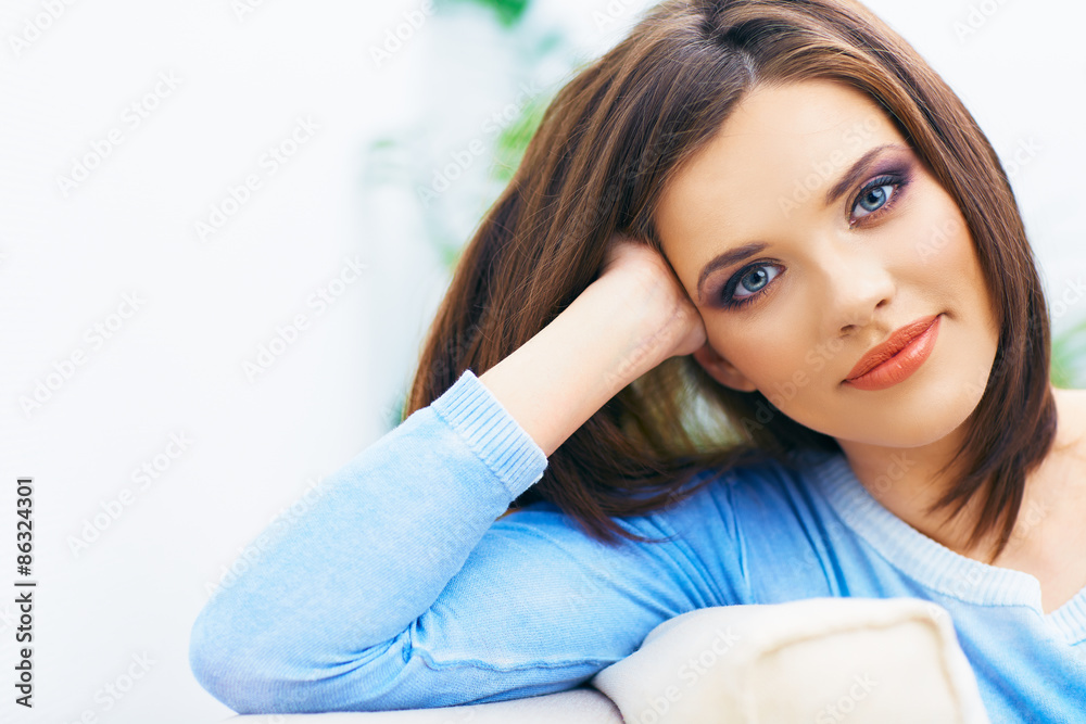 Fototapeta premium Beautiful smiling girl close up face