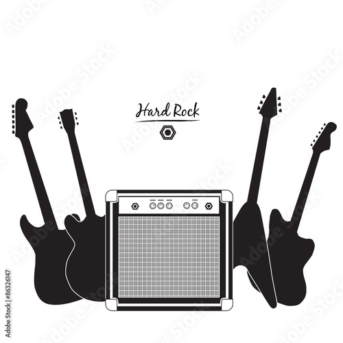 Fototapeta electric guitars and combo amp, hard rock