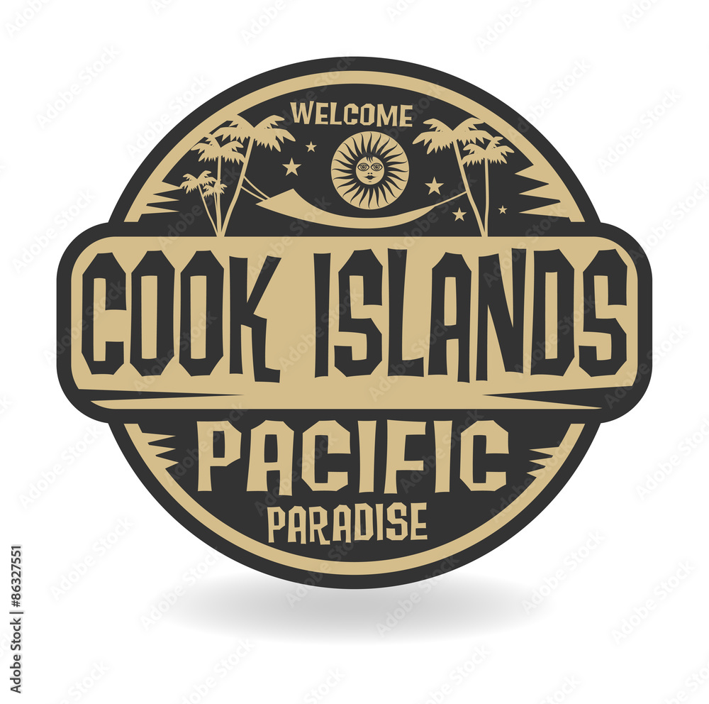 Stamp or label with the name of Cook Islands, Pacific Paradise