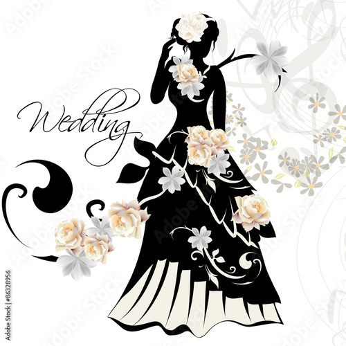 Design of wedding invitation with female silhouette