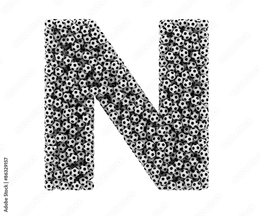 The letter N from soccer balls. The letter N from soccer balls.