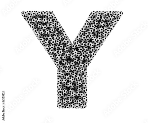 The letter Y from soccer balls. photo