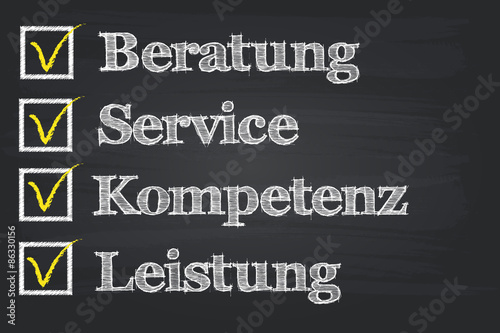 Service Konzept auf Tafel