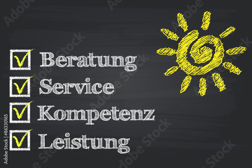 Service Konzept auf Tafel