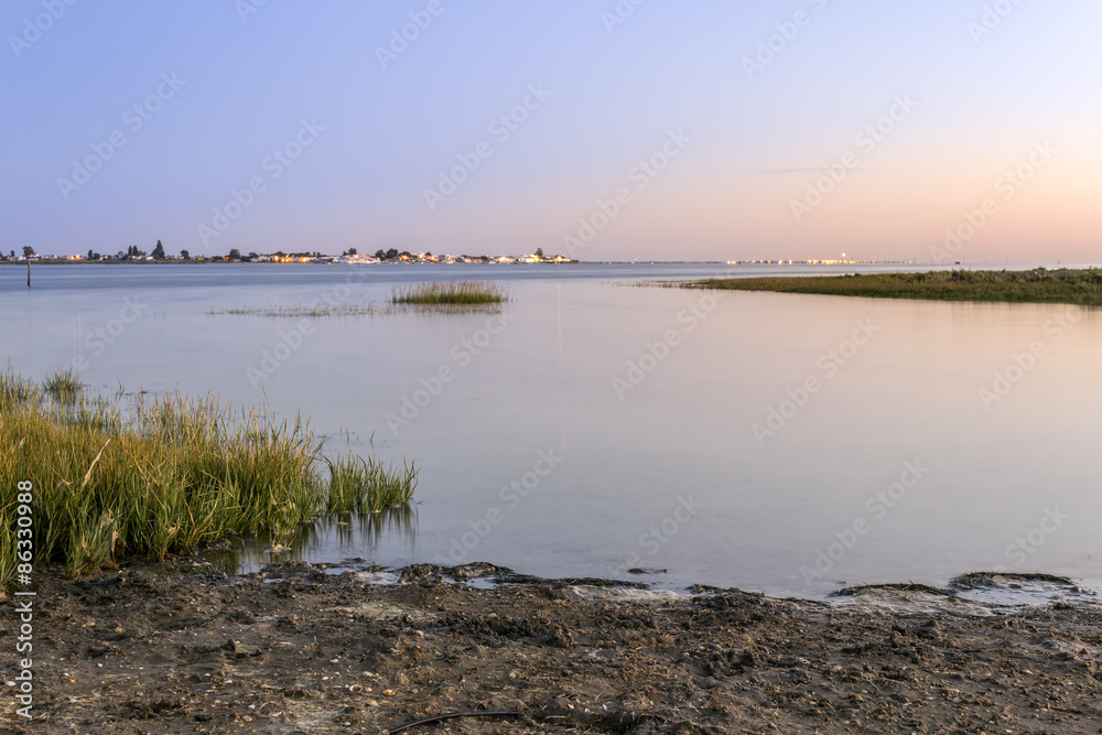 Algarve Cavacos beach seascape at Ria Formosa wetlands