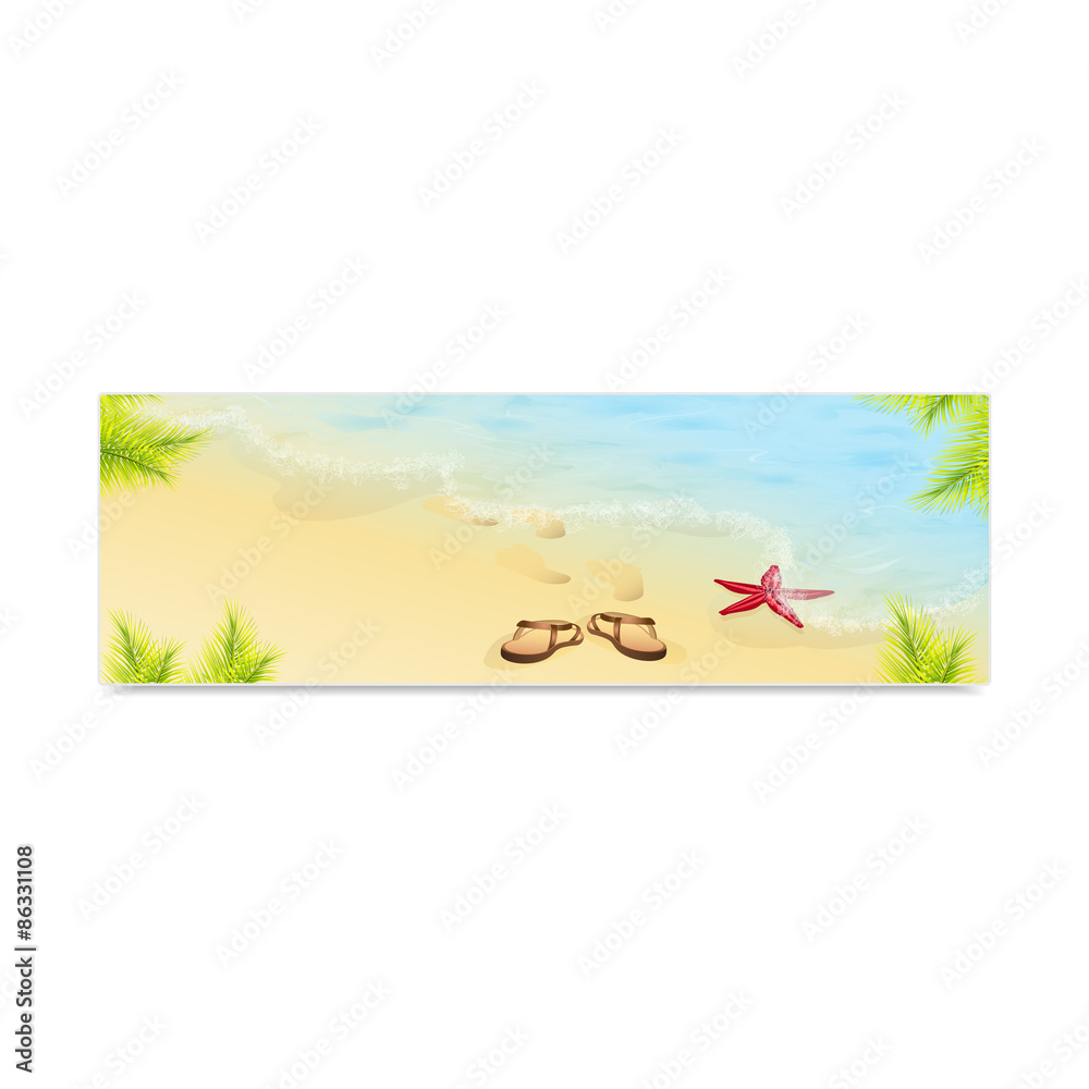 Tropic Island, sand beach and azure sea. Vacation and travel. Concept of advertising banner. Vector, EPS 10 Tropic Island, sand beach and azure sea. Vacation and travel. Concept of advertising banner. Vector, EPS 10