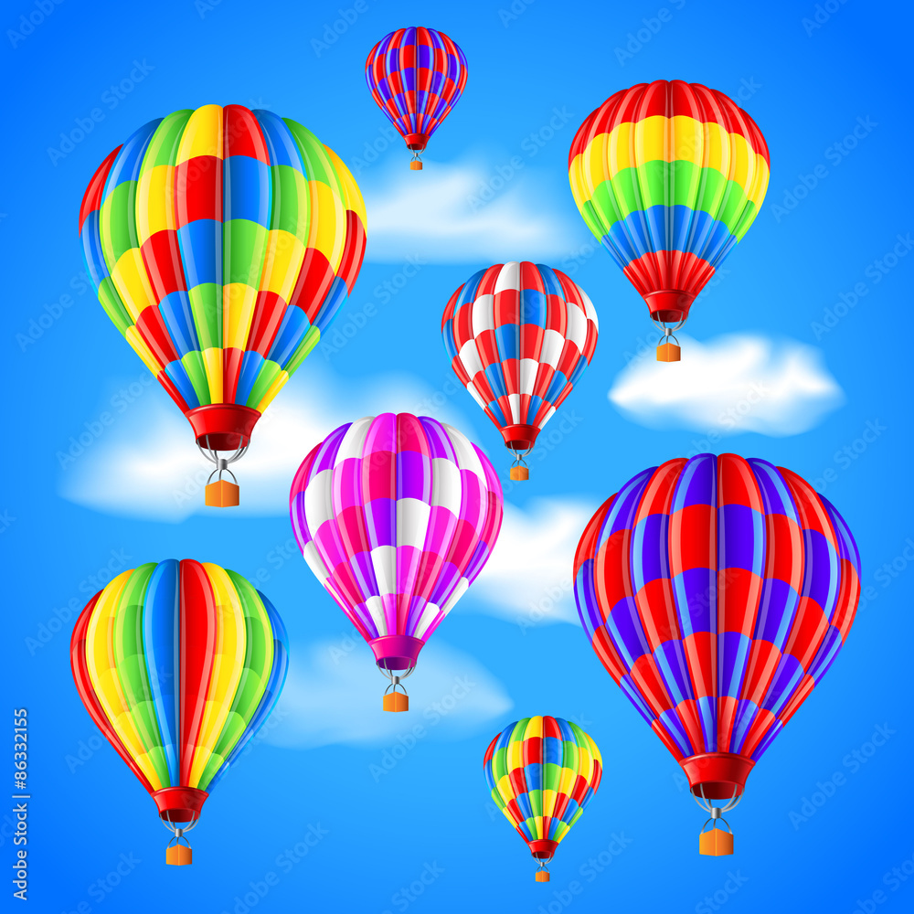 Fototapeta premium Hot air balloons in the sky vector background