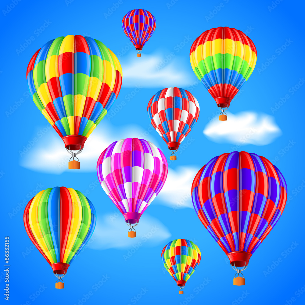 Obraz premium Hot air balloons in the sky vector background