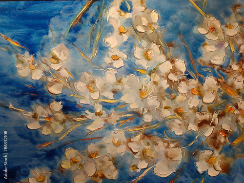 Apple tree blossoms, Oil on canvas