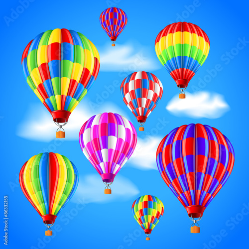 Hot air balloons in the sky vector background