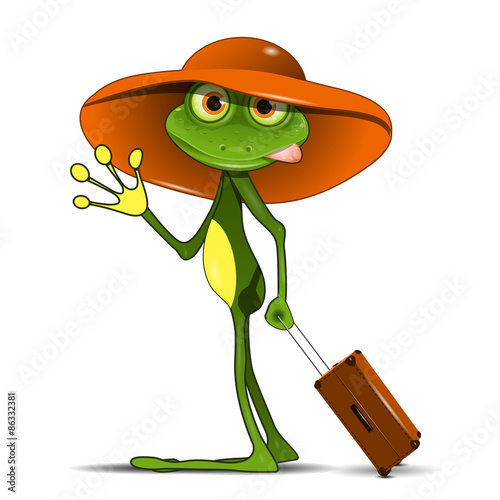 Frog with a suitcase