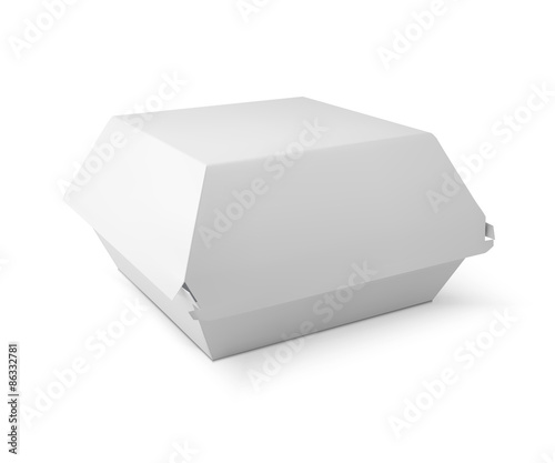 White food box, packaging for hamburger, lunch