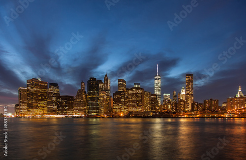 Downtown Manhattan skyline night shot