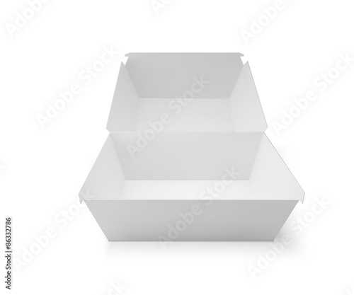 White food box, packaging for hamburger, lunch