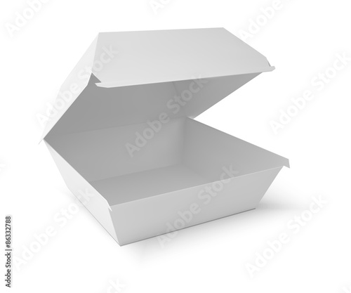 White food box, packaging for hamburger, lunch