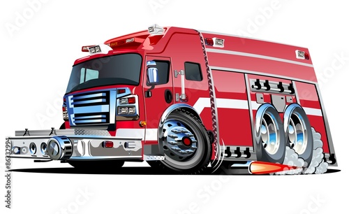 Vector Cartoon Fire Truck